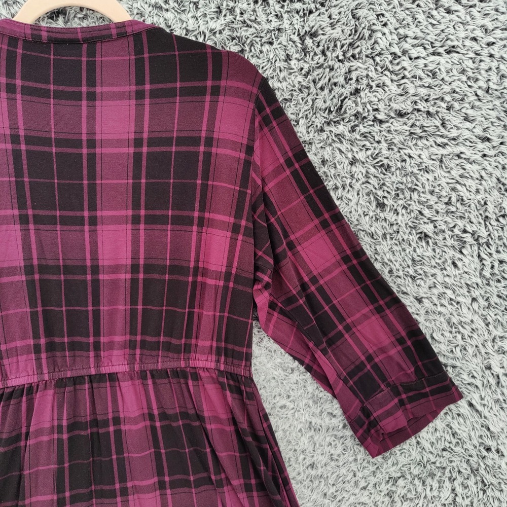 Torrid Women Grunge Dark Academia Plaid Shirt Dress 1X Purple Black Button Front - Picture 15 of 16